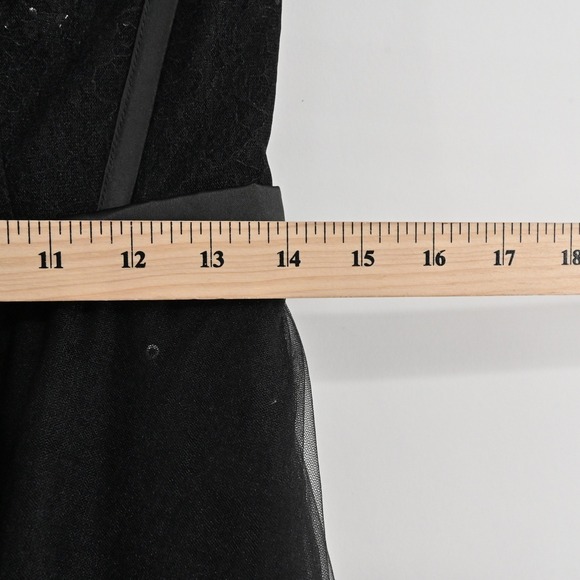 Black Strapless Tulle Corset Dress Size S Fairy Grunge Whimsigoth Sequin Gown - Picture 6 of 12